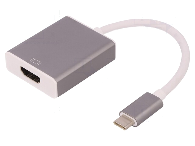 Adapter; USB 3.1; HDMI-contrastekker,USB-C-stekker; 0,18m; wit Adapter; USB 3.1; HDMI-contrastekker,USB-C-stekker; 0,18m; wit